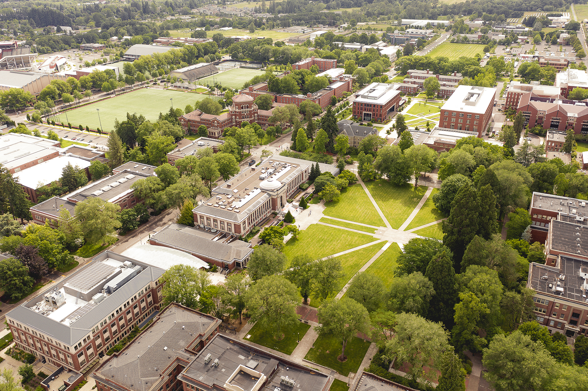 aerial view of the center of OSU Corvallis campus