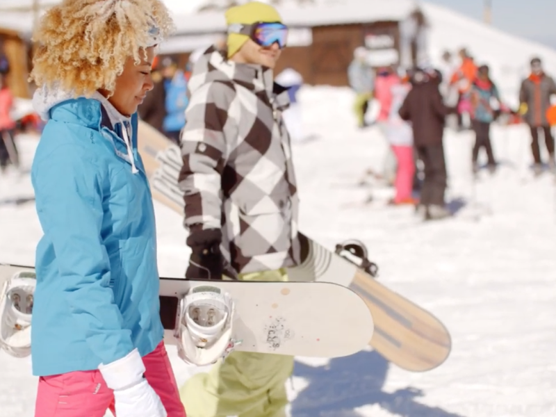 diverse snowboarders